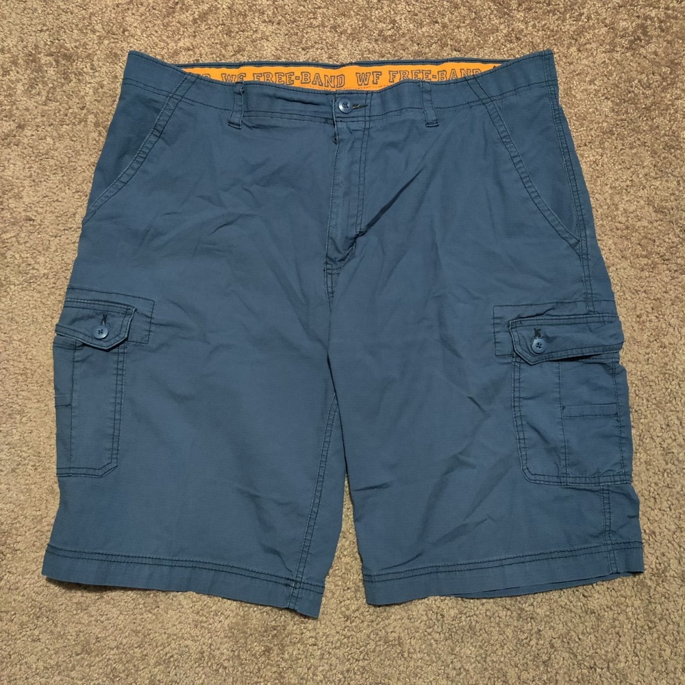 Wear First Mens Cargo Shorts Size 42 * Fits 40 * Ripstop Navy Blue * Flaws *
